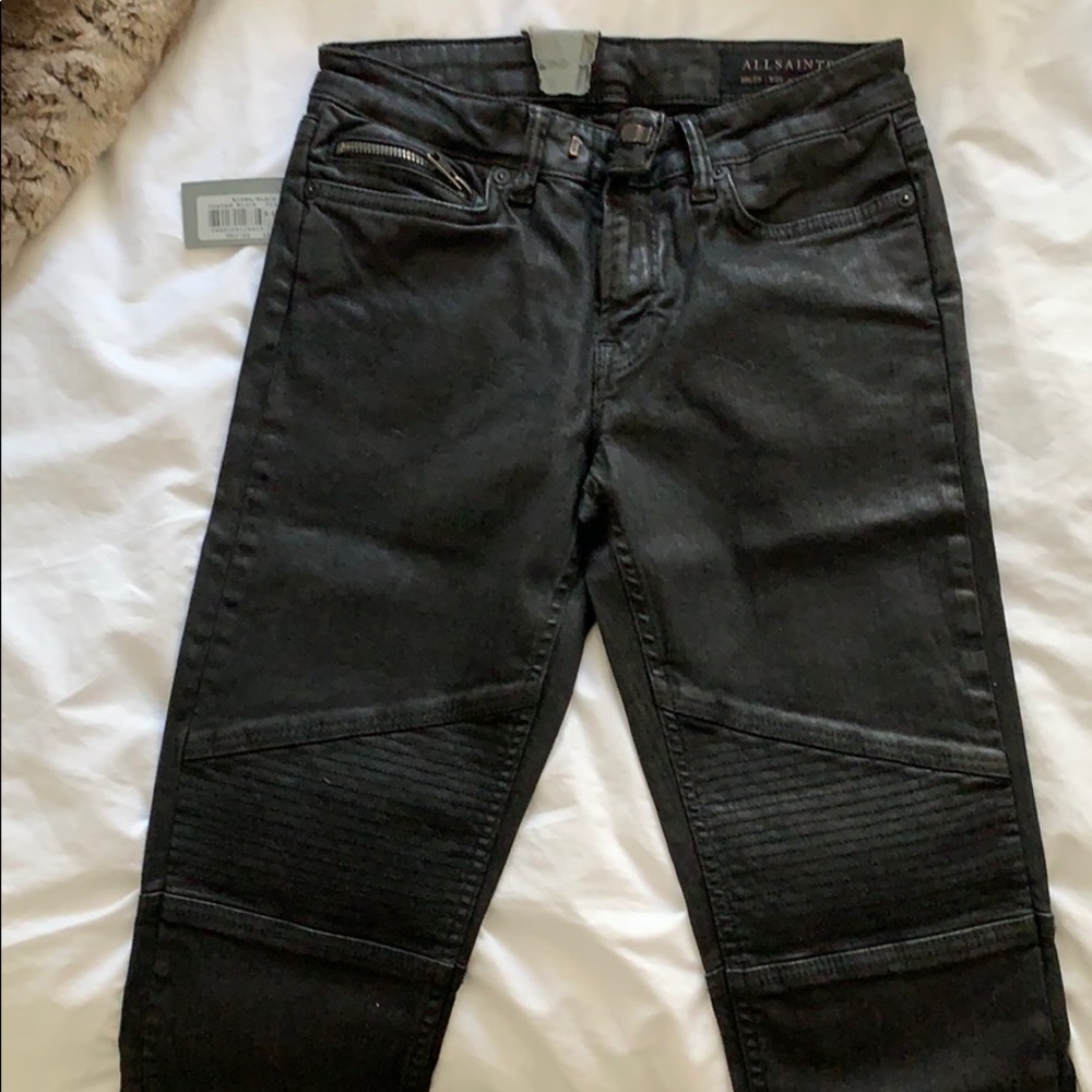 Black motto/biker jeans - Coated